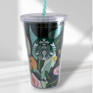 Starbucks 2020 Metallic Green Floral Tumbler 16oz